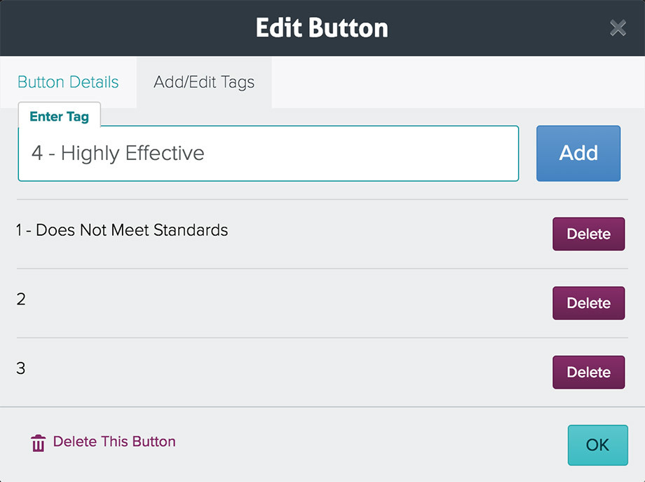 Add/Edit Tags modal Add/Edit Tags modal